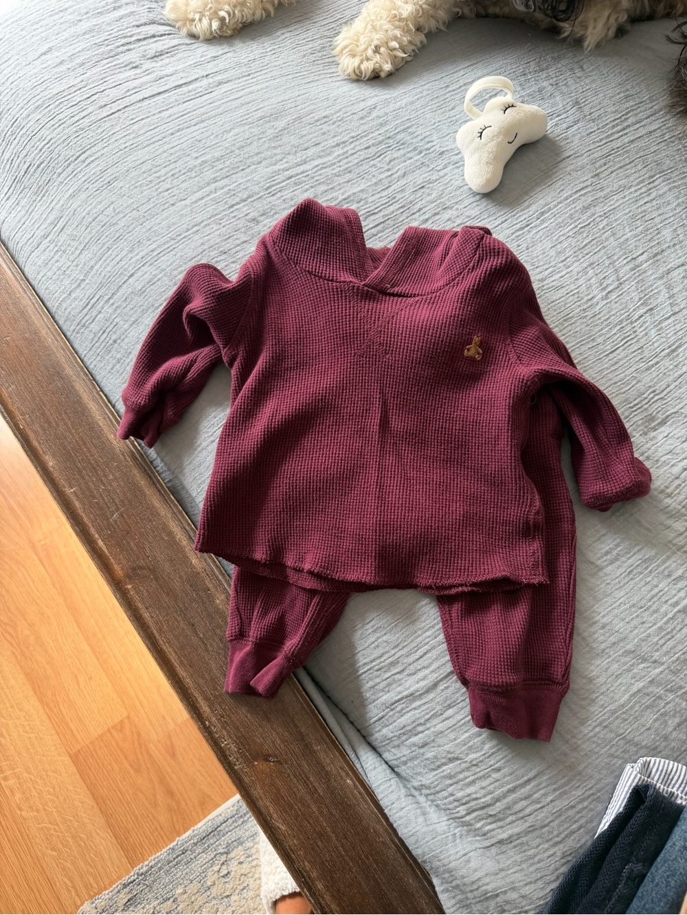 GAP Maroon Waffle Cowl & Pants Kids Matching Set
